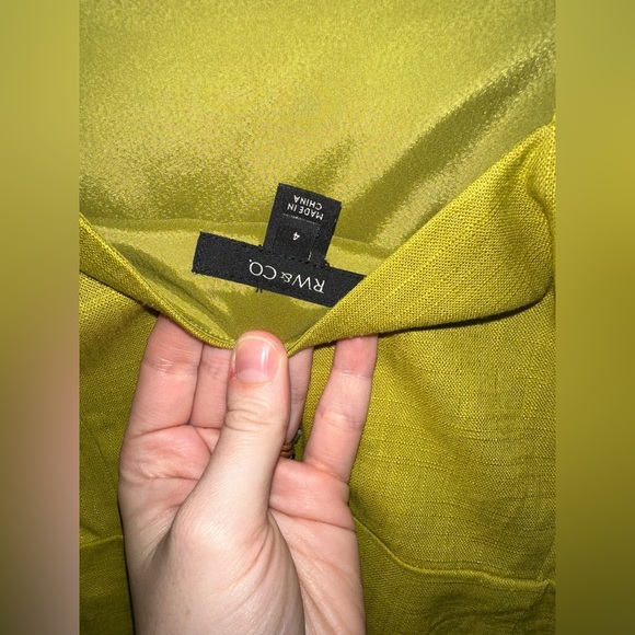 RW&CO Green Linen Dress Size 4 - Picture 3 of 4
